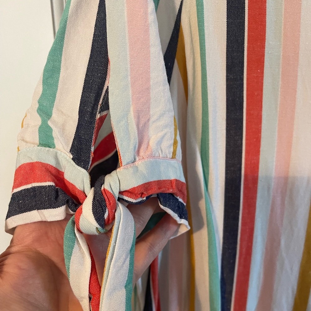 A.N.A. Multi-Colored Striped Midi Button Up Dress - image 3